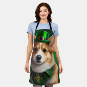 Corgi-hond in St. Patrick's Day-jurk Schort (Gedragen)