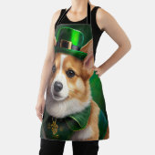 Corgi-hond in St. Patrick's Day-jurk Schort (Insitu)