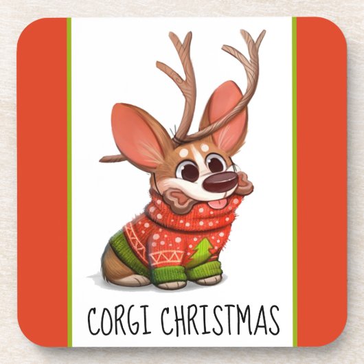 Corgi hond Kerst coaster Bier Onderzetter (Voorkant)