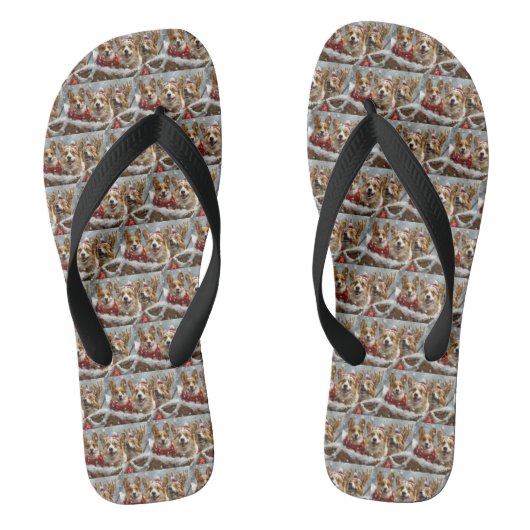 Corgi Hond Kerst Festief Teenslippers (Voetbed)