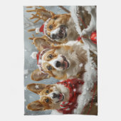 Corgi Hond Kerst Festief Theedoek (Verticaal)