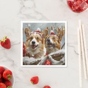 Corgi Hond Kerst Festiviteit Servet