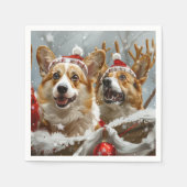 Corgi Hond Kerst Festiviteit Servet (Voorkant)