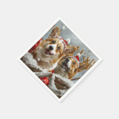 Corgi Hond Kerst Festiviteit Servet (Hoek)