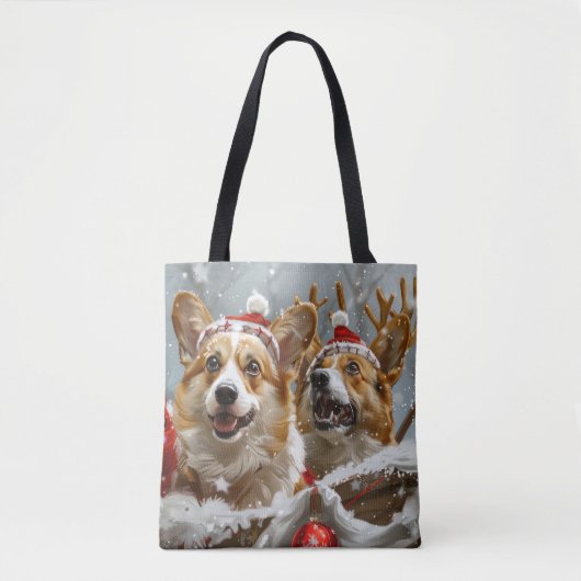 Corgi Hond Kerst Festiviteit Tote Bag (Voorkant)