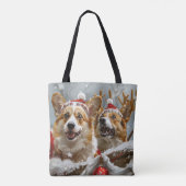 Corgi Hond Kerst Festiviteit Tote Bag (Achterkant)