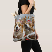 Corgi Hond Kerst Festiviteit Tote Bag (Dichtbij)