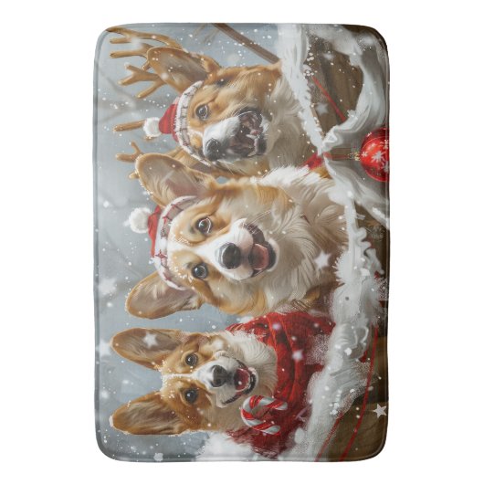 Corgi Hond Kerstfeest Badmat (Voorkant Verticaal)