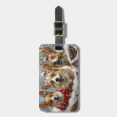 Corgi Hond Kerstfeest Bagagelabel (Voorkant verticaal)