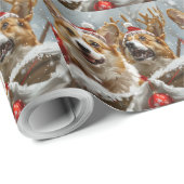 Corgi Hond Kerstfeest Cadeaupapier (Rol Hoek)