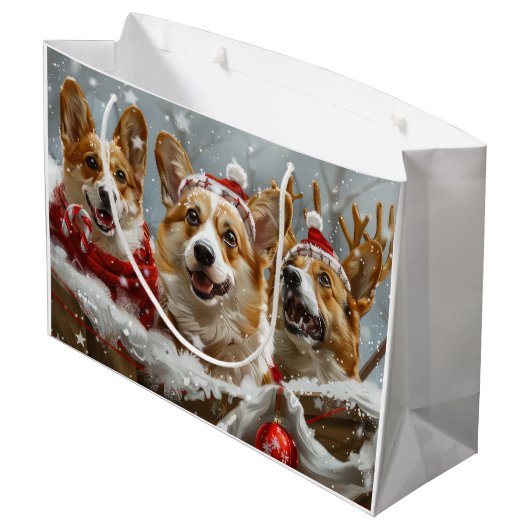 Corgi Hond Kerstfeest Groot Cadeauzakje (Achterkant Gekanteld)