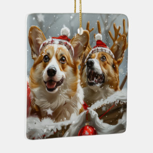 Corgi Hond Kerstfeest Keramisch Ornament