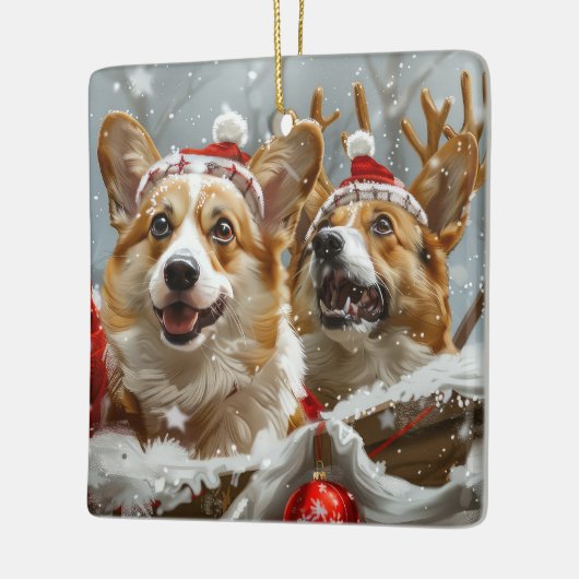 Corgi Hond Kerstfeest Keramisch Ornament (Links)