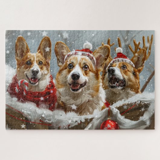 Corgi Hond Kerstfeest Legpuzzel (Horizontaal)