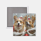 Corgi Hond Kerstfeest Magneet (Voorkant / Achterkant)