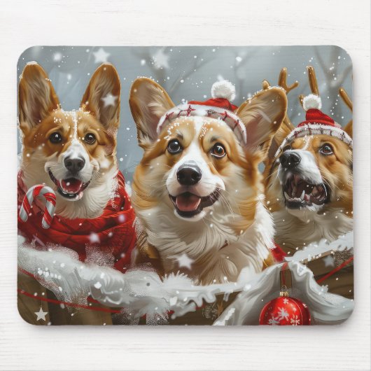 Corgi Hond Kerstfeest Muismat (Voorkant)