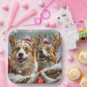 Corgi Hond Kerstfeest Papieren Bordje (Feest)