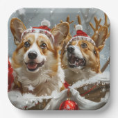 Corgi Hond Kerstfeest Papieren Bordje (Voorkant)