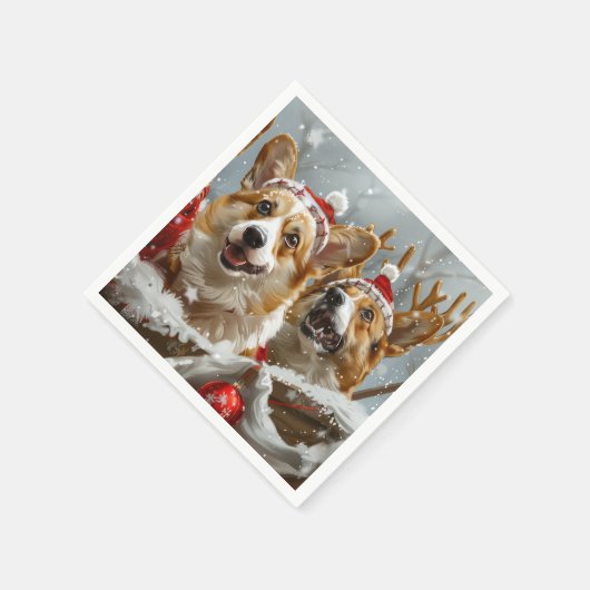 Corgi Hond Kerstfeest Servet (Hoek)