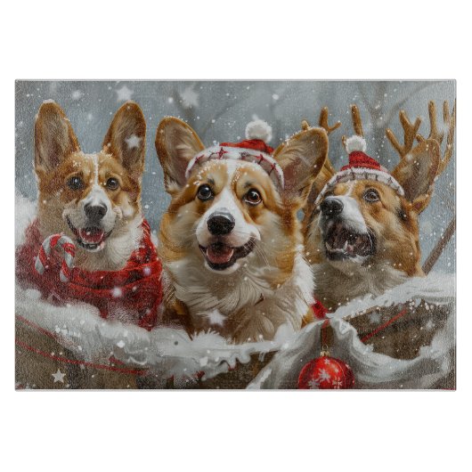 Corgi Hond Kerstfeest Snijplank (Voorkant)