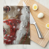 Corgi Hond Kerstfeest Theedoek (Quarter Fold)