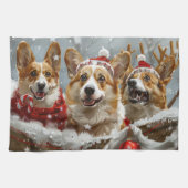 Corgi Hond Kerstfeest Theedoek (Horizontaal)