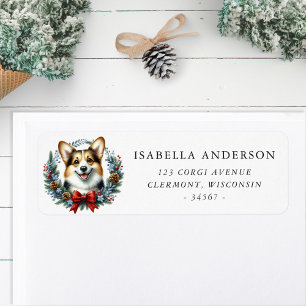Corgi-hond Kerstkrans Retouradres Etiket