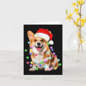 Corgi hond kerstlichten pyjama grappig  kaart (Gele Bloem)
