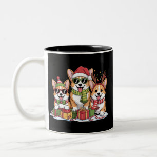 Corgi Hond Kerstmis Moeder Hond Liefhebber Kerstca Tweekleurige Koffiemok