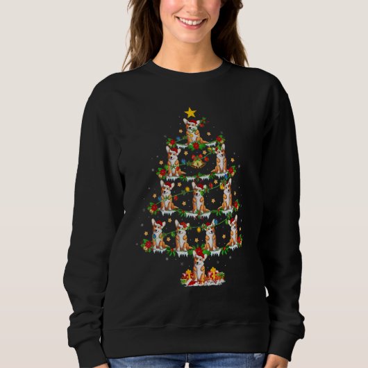 Corgi Hond Kerstverlichting Corgi Kerstboom Trui (Voorkant)