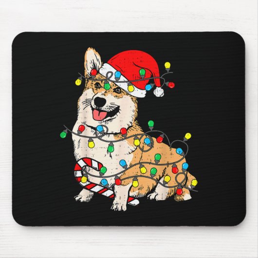 Corgi Hond Kerstverlichting Pyjama Kerstman Kersth Muismat (Voorkant)