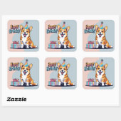 Corgi Hond Kleurrijk Vierkante Sticker (Vel)