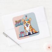 Corgi Hond Kleurrijk Vierkante Sticker (Envelop)