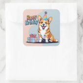 Corgi Hond Kleurrijk Vierkante Sticker (Tas)
