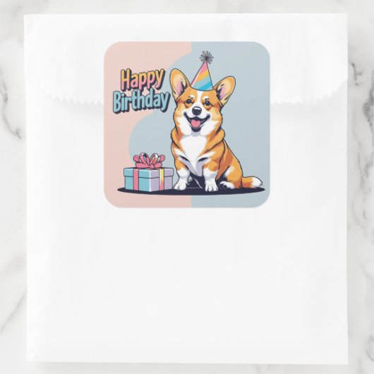 Corgi Hond Kleurrijk Vierkante Sticker (Tas)
