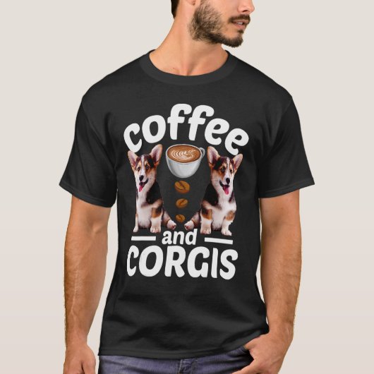 Corgi Hond Koffie En Corgi T-shirt (Voorkant)