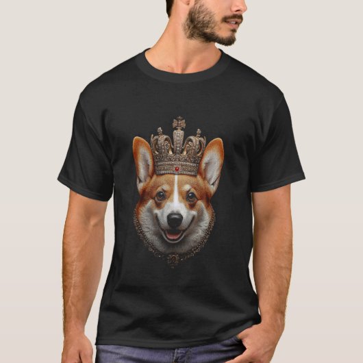 Corgi Hond Koning Kroon T-shirt (Voorkant)