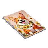 Corgi hond kroon van zonnebloemen muur art decor notitieboek (Rechterzijde)