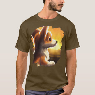 Corgi-hond kunst Zonsondergang Vintage Retro Corgi T-shirt