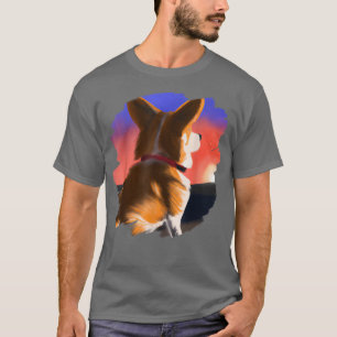 Corgi-hond kunst zonsondergang vintage retro Corgi T-shirt