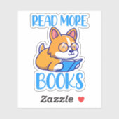Corgi-hond leest boeksticker sticker (Vel)