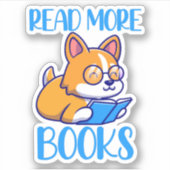 Corgi-hond leest boeksticker sticker (Voorkant)