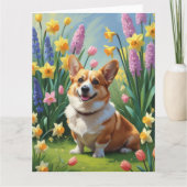 Corgi-hond lente bloemen schilderij  kaart (Voorkant)
