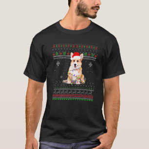 Corgi-hond lichten Kerstmis pyjama Kerst sweater T-shirt