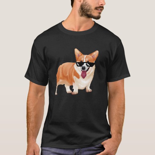 Corgi-hond meme met bril t-shirt (Voorkant)