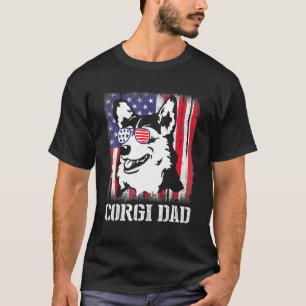 Corgi-hond met bril met Amerikaanse vlag Blij corg T-shirt