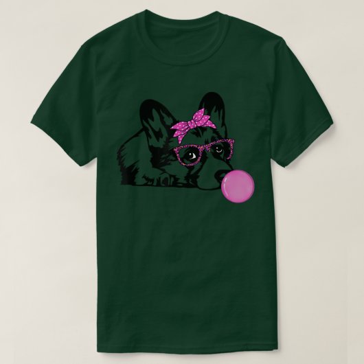 Corgi-hond met een bellengombril t-shirt (Design voorkant)