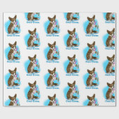 Corgi hond met tandenborstel cadeaupapier (Vlak)