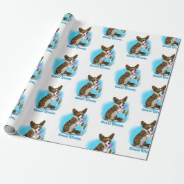 Corgi hond met tandenborstel cadeaupapier