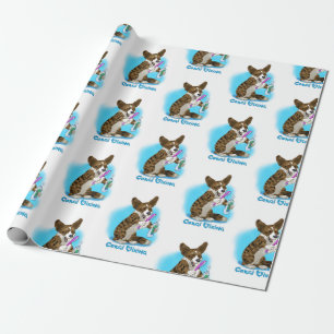 Corgi hond met tandenborstel cadeaupapier